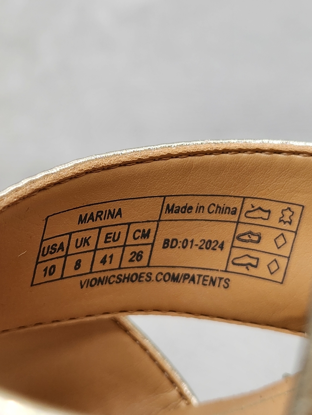 Vionic Wedge Sandals 10 Gold Leather Marina Arch Support Platform Boho New $140 - Picture 11 of 14
